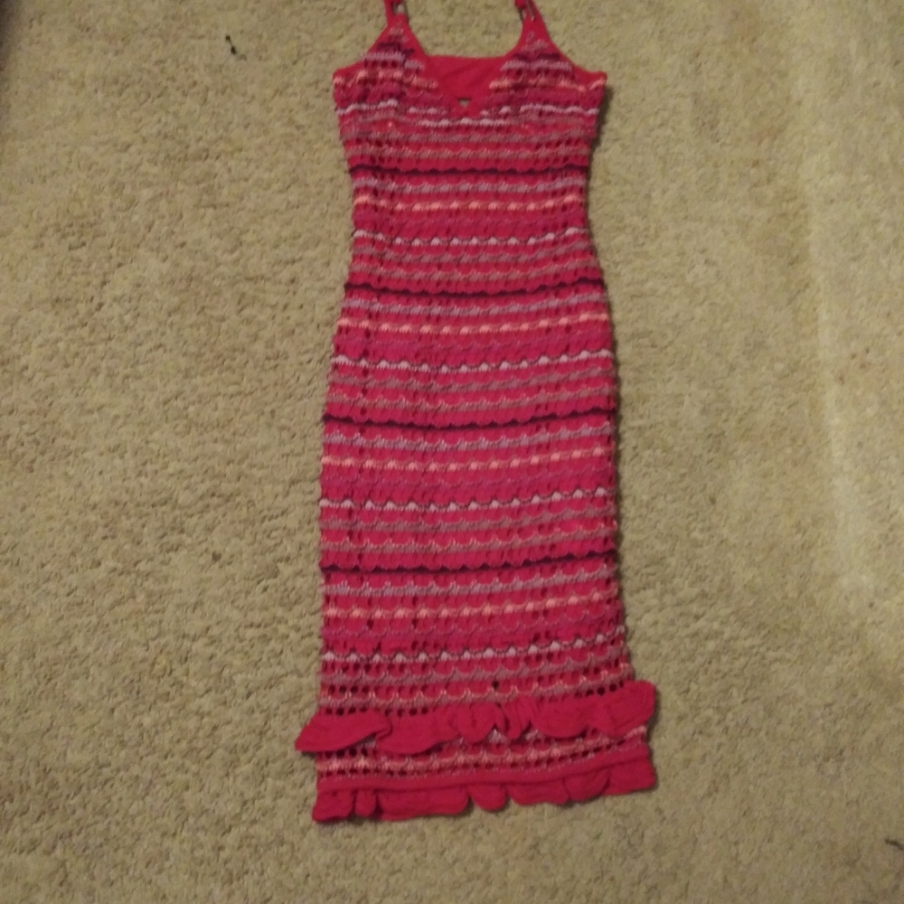 Red w/multi color dress never worn